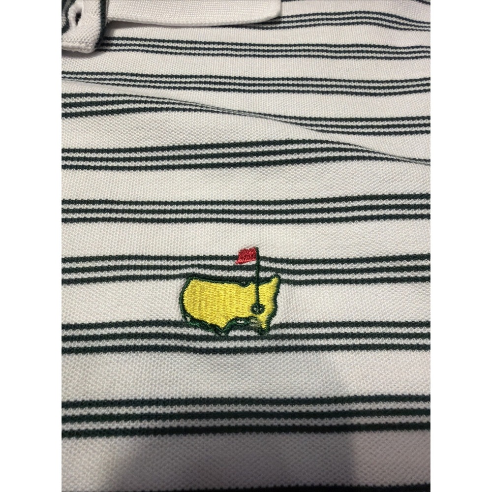 Masters Collection Men's 60's 2-ply Mercerized Polo Shirt Large Green Striped - Picture 3 of 6
